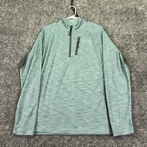 Guide Gear Shirt Mens Medium Blue Green 1/4 Zip Long Sleeve Insect Shield Hiking